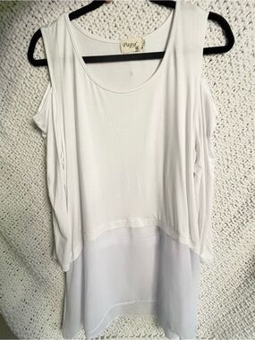 Papa White Layered Cold-Shoulder Tunic